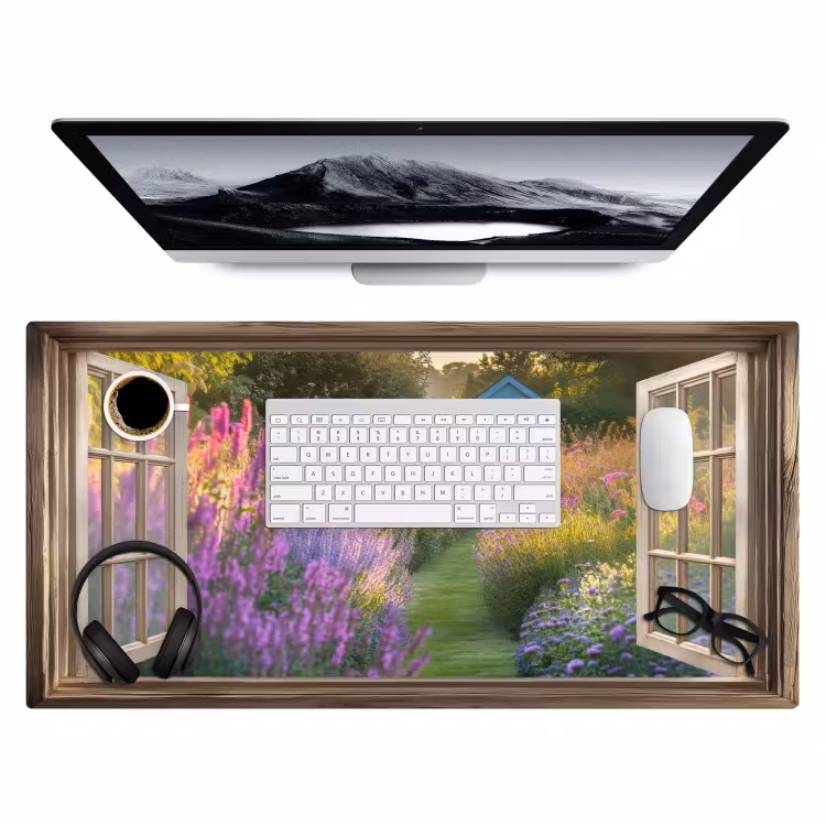 Bureau onderlegger - Doorkijk - Bloemen - Raam - Natuur — 3