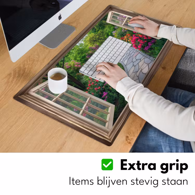 Bureau onderlegger - Doorkijk - Bloemen - Tuinpad - Natuur - Raam — 5