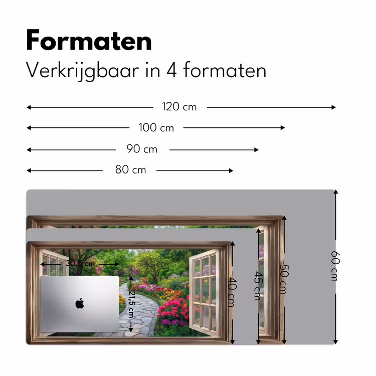 Bureau onderlegger - Doorkijk - Bloemen - Tuinpad - Natuur - Raam — 7