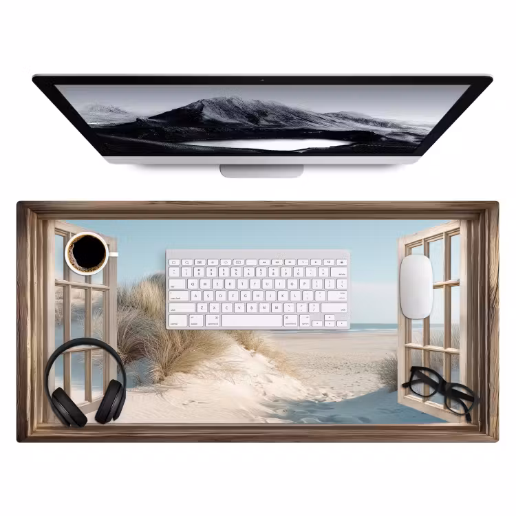 Bureau onderlegger - Doorkijk - Helmgras - Duinen - Zee - Landschap — 3