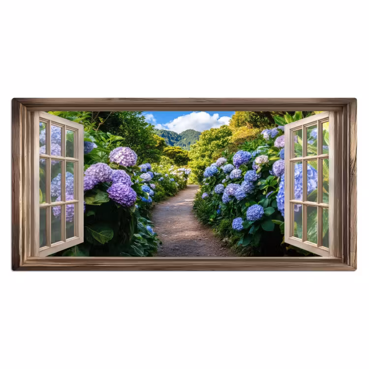 Bureau onderlegger - Doorkijk - Hortensia - Pad - Natuur — 1