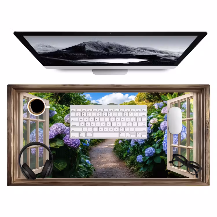 Bureau onderlegger - Doorkijk - Hortensia - Pad - Natuur — 3