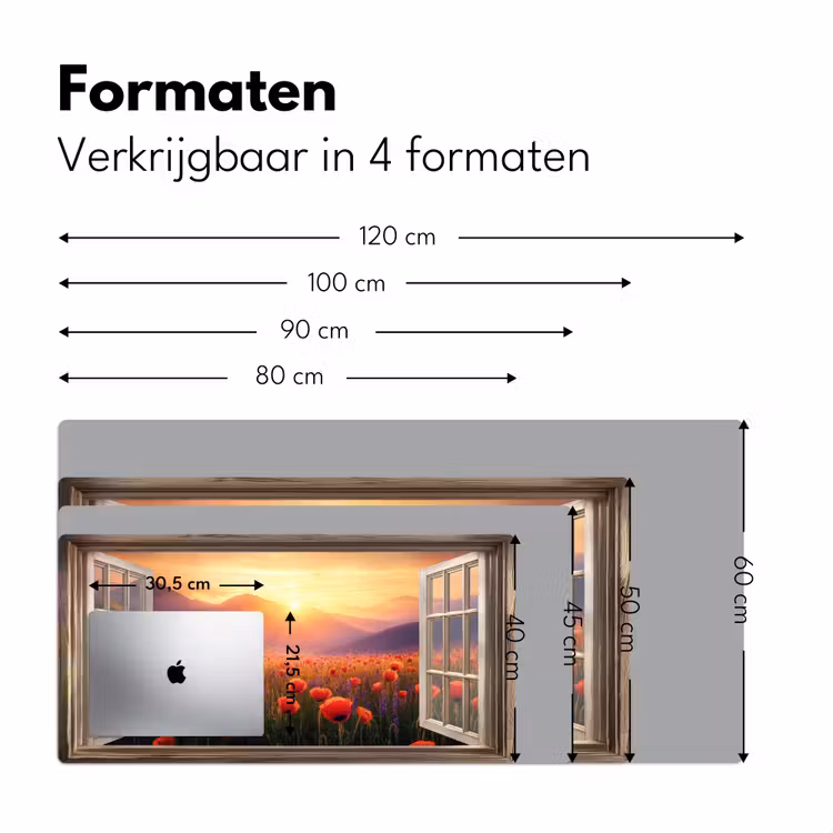 Bureau onderlegger - Doorkijk - Klaprozen - Bloemen - Rood - Open raam — 7