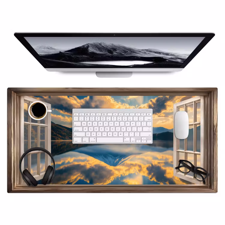 Bureau onderlegger - Doorkijk - Landschap - Bergen - Uitzicht - Raam — 3