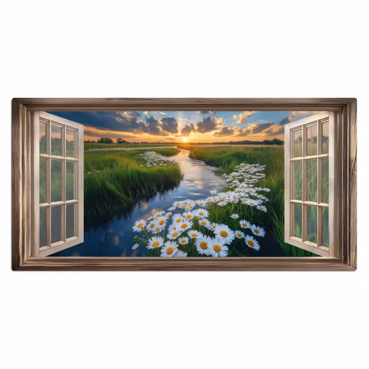 Bureau onderlegger - Doorkijk - Landschap - Raam - Water - Zonsondergang — 1