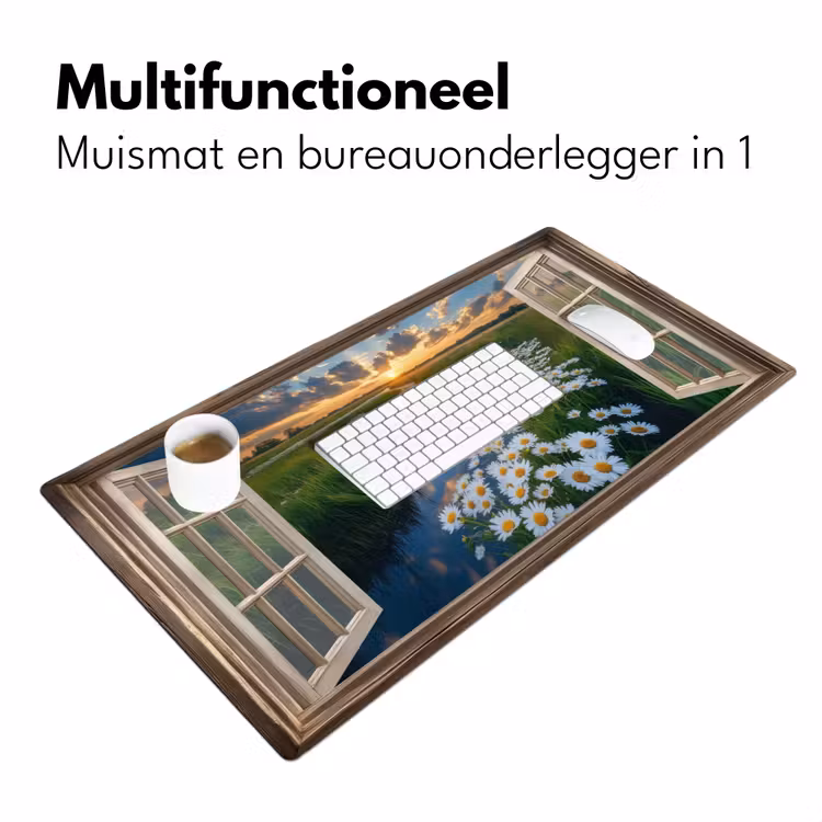 Bureau onderlegger - Doorkijk - Landschap - Raam - Water - Zonsondergang — 6