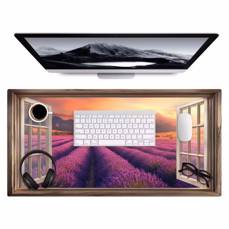 Bureau onderlegger - Doorkijk - Lavendel - Landschap - Bloemen - Paars — 3