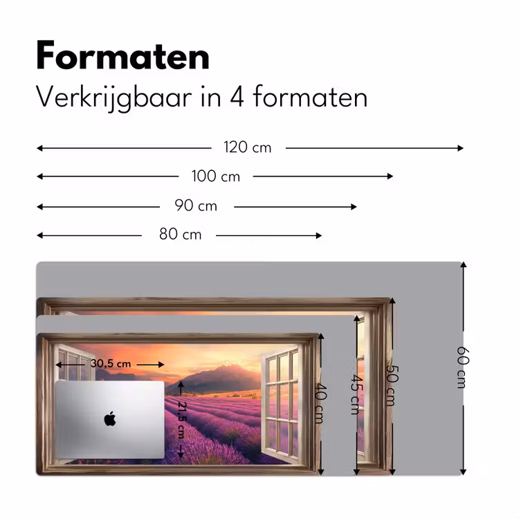 Bureau onderlegger - Doorkijk - Lavendel - Landschap - Bloemen - Paars — 7