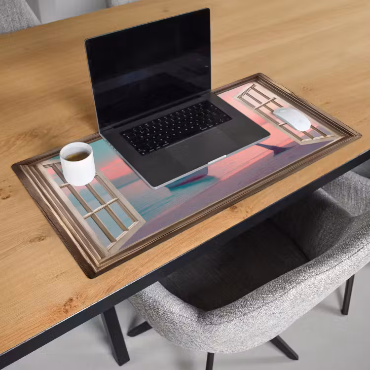 Bureau onderlegger - Doorkijk - Strand - Palmboom - Tropisch — 2