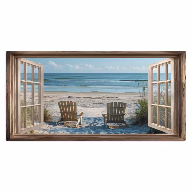 Bureau onderlegger - Doorkijk - Strandstoelen - Duinen - Zee - Natuur — 1