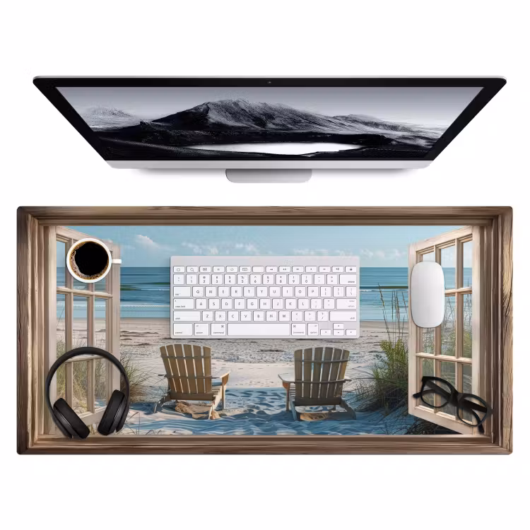 Bureau onderlegger - Doorkijk - Strandstoelen - Duinen - Zee - Natuur — 3