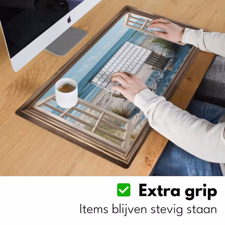 Bureau onderlegger - Doorkijk - Strandstoelen - Duinen - Zee - Natuur — 5