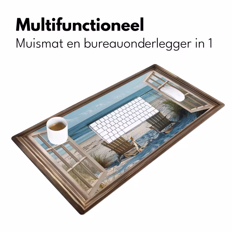 Bureau onderlegger - Doorkijk - Strandstoelen - Duinen - Zee - Natuur — 6