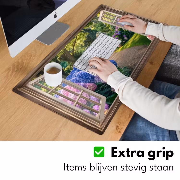 Bureau onderlegger - Doorkijk - Tuin - Raam - Hortensia - Bloemen — 5