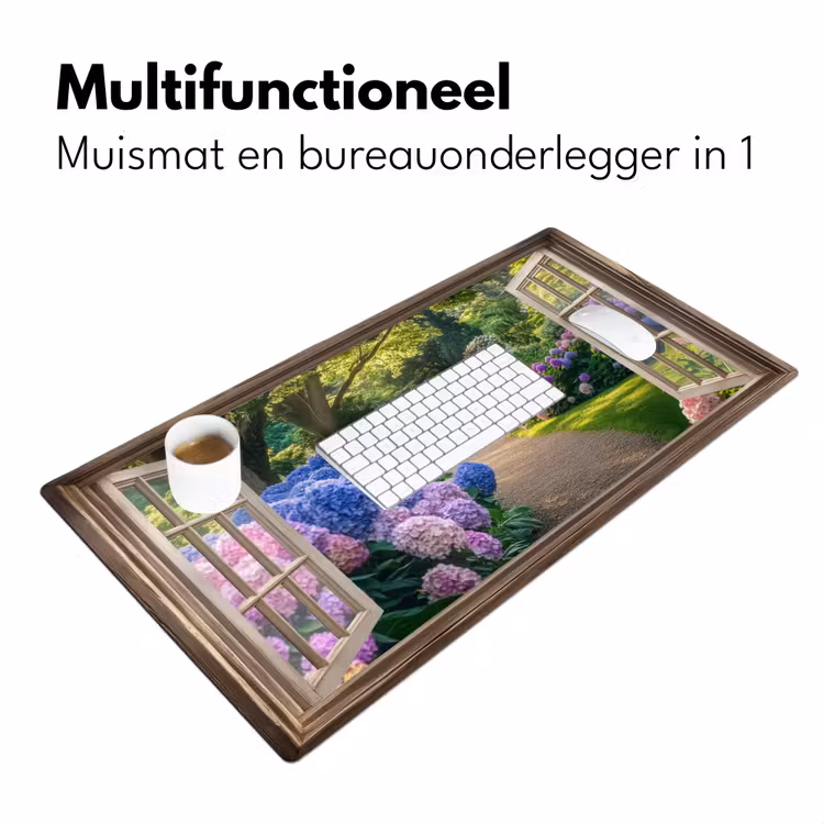 Bureau onderlegger - Doorkijk - Tuin - Raam - Hortensia - Bloemen — 6