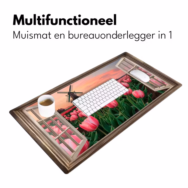 Bureau onderlegger - Doorkijk - Tulpen - Bloemen - Molen - Raam — 6