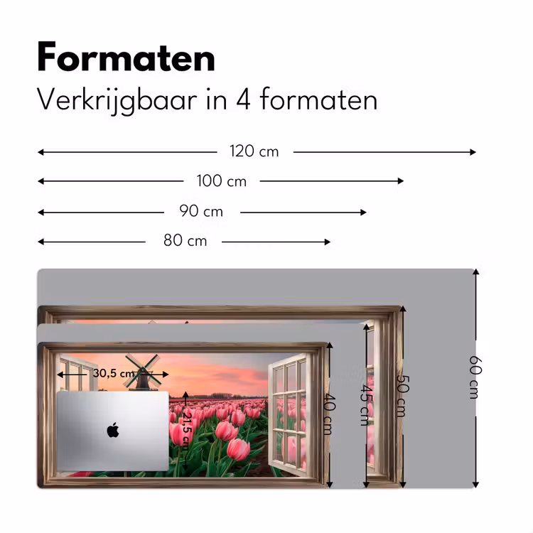 Bureau onderlegger - Doorkijk - Tulpen - Bloemen - Molen - Raam — 7