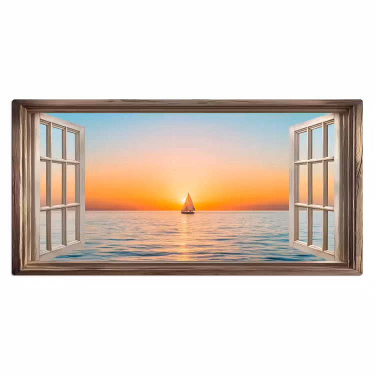 Bureau onderlegger - Doorkijk - Zee - Boot - Zonsondergang — 1