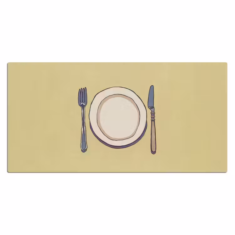 Bureau onderlegger - Illustratie - Bord - Bestek - Beige — 1