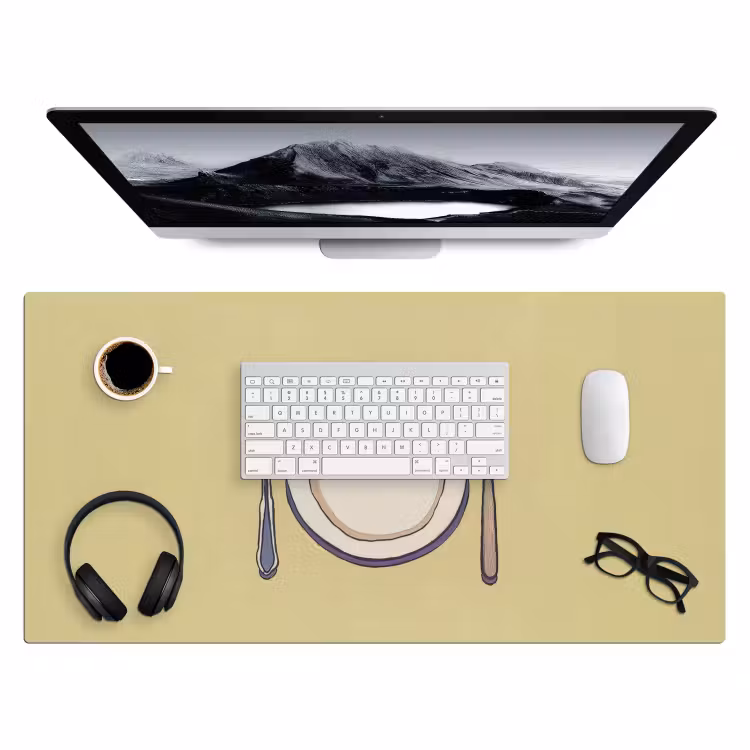 Bureau onderlegger - Illustratie - Bord - Bestek - Beige — 3