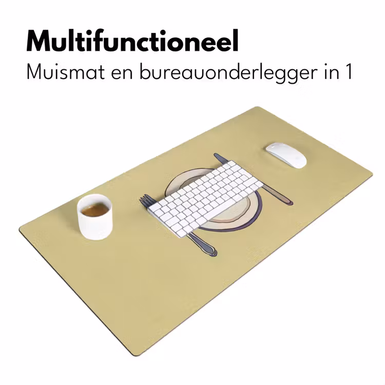 Bureau onderlegger - Illustratie - Bord - Bestek - Beige — 6