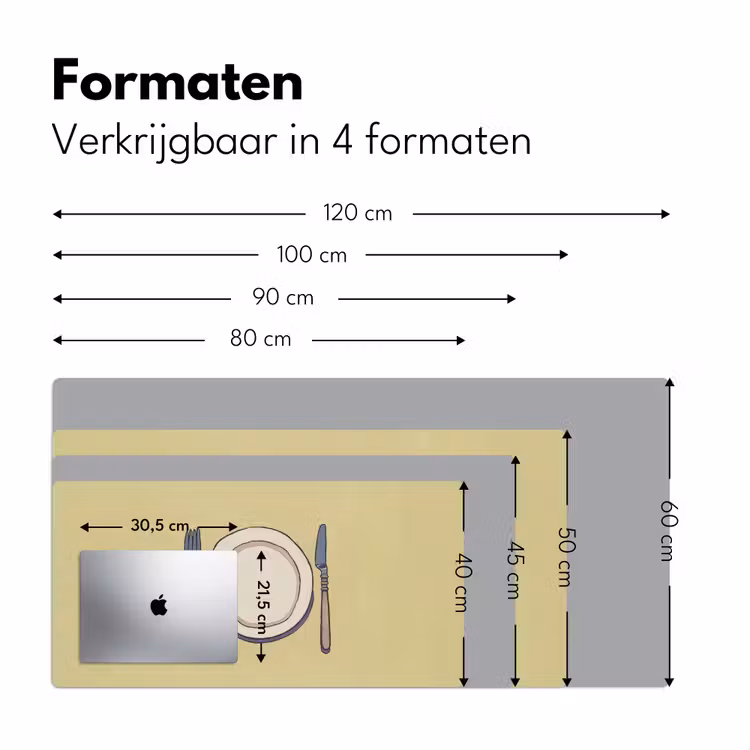 Bureau onderlegger - Illustratie - Bord - Bestek - Beige — 7