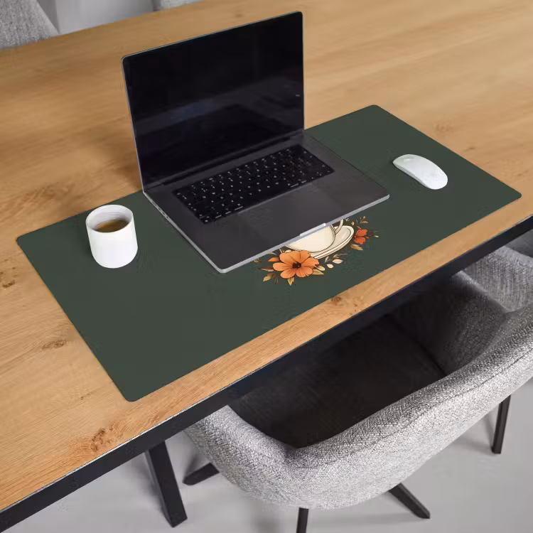 Bureau onderlegger - Kop - Bloemen - Groen - Koffie — 2