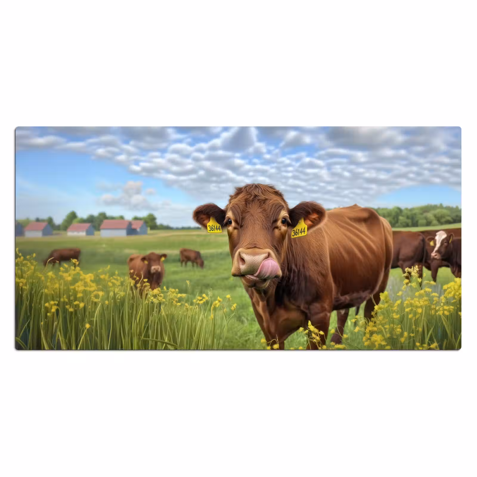 Bureau onderlegger - Koe - Weide - Bloemen — 1