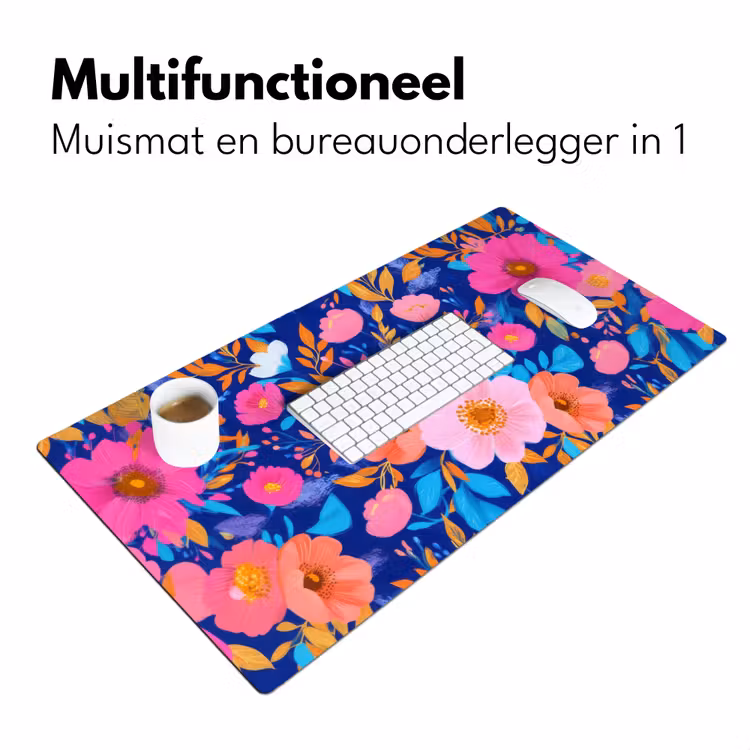 Bureau onderlegger - Bloemen - Blauw - Roze — 6