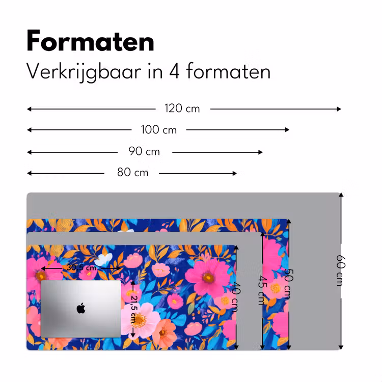Bureau onderlegger - Bloemen - Blauw - Roze — 7