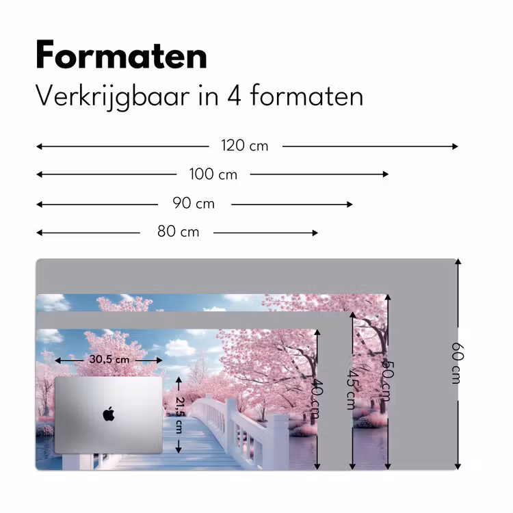Bureau onderlegger - Brug - Kersenbomen - Wit — 7
