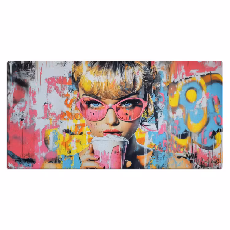 Bureau onderlegger - Expressief - Milkshake - Vrouw - Felle kleuren — 1