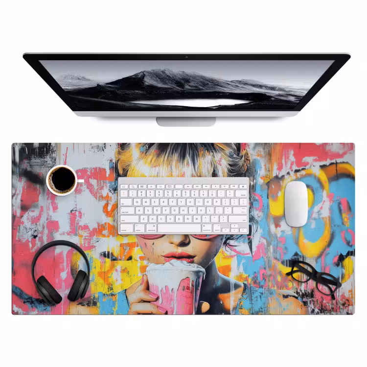 Bureau onderlegger - Expressief - Milkshake - Vrouw - Felle kleuren — 3