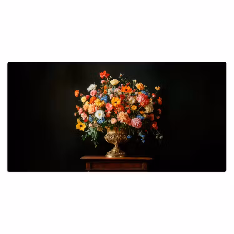 Bureau onderlegger - Goud - Bloemen - Kleuren - Vaas — 1