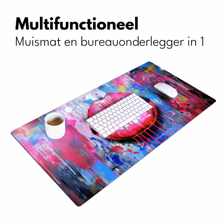 Bureau onderlegger - Graffiti - Lippen - Felroze - Geschilderd — 6