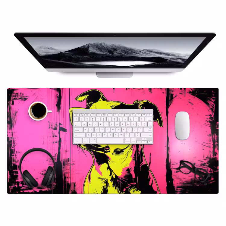 Bureau onderlegger - Hond - Zonnebril - Roze - Art — 3