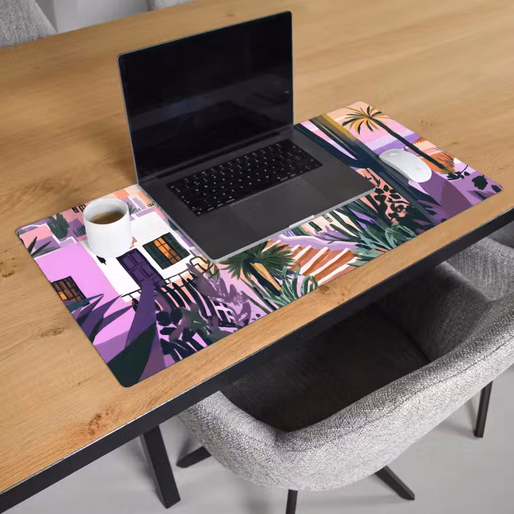 Bureau onderlegger - Huizen - Minimalistisch - Palmbomen - Kust — 2
