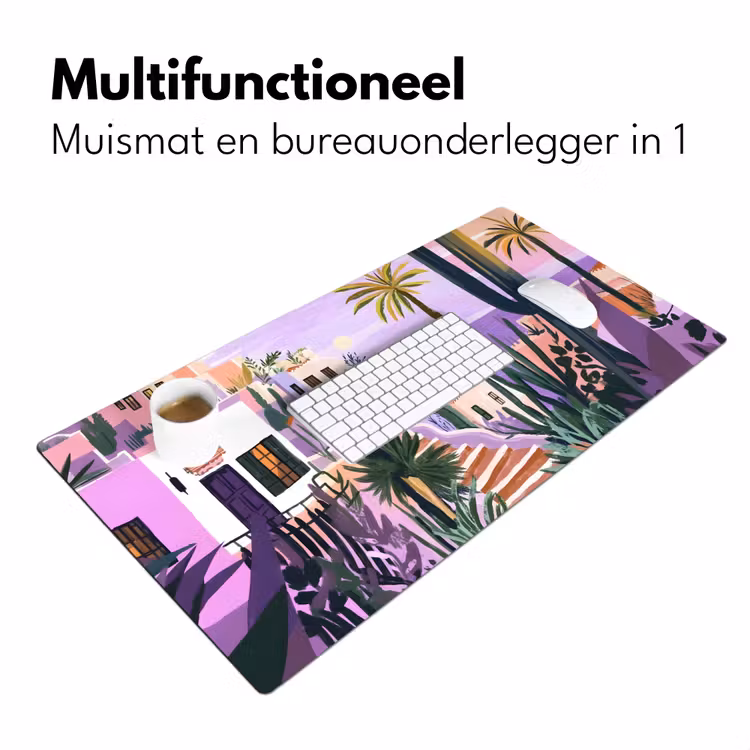 Bureau onderlegger - Huizen - Minimalistisch - Palmbomen - Kust — 6