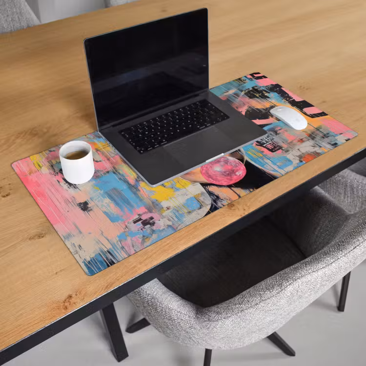 Bureau onderlegger - Kauwgom - Vrouw - Penseelstreken - Modern — 2