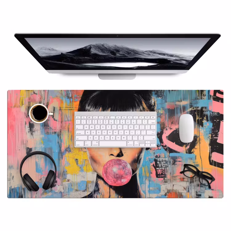 Bureau onderlegger - Kauwgom - Vrouw - Penseelstreken - Modern — 3