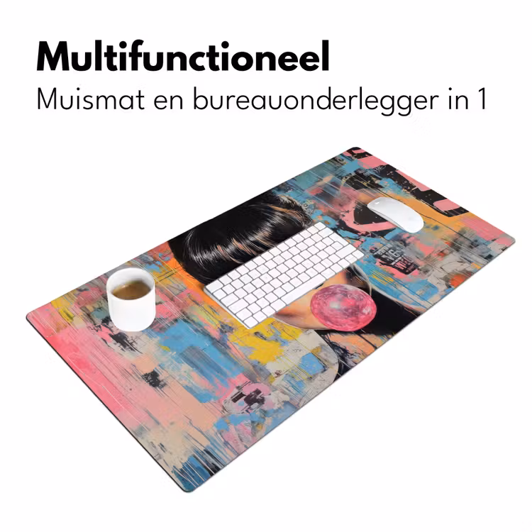 Bureau onderlegger - Kauwgom - Vrouw - Penseelstreken - Modern — 6