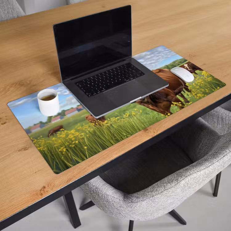 Bureau onderlegger - Koe - Weide - Bloemen — 2