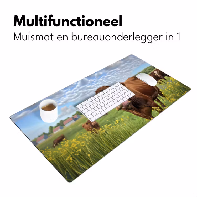 Bureau onderlegger - Koe - Weide - Bloemen — 6