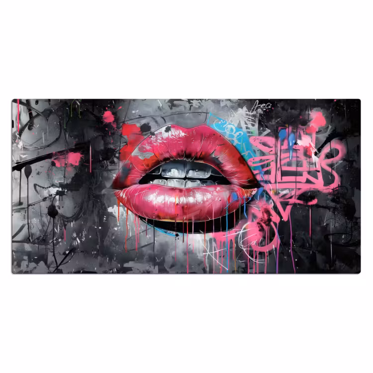 Bureau onderlegger - Lippen - Felroze - Graffiti - Verfstrepen — 1