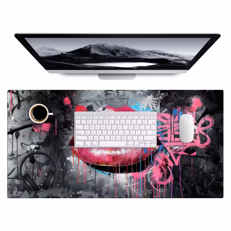 Bureau onderlegger - Lippen - Felroze - Graffiti - Verfstrepen — 3