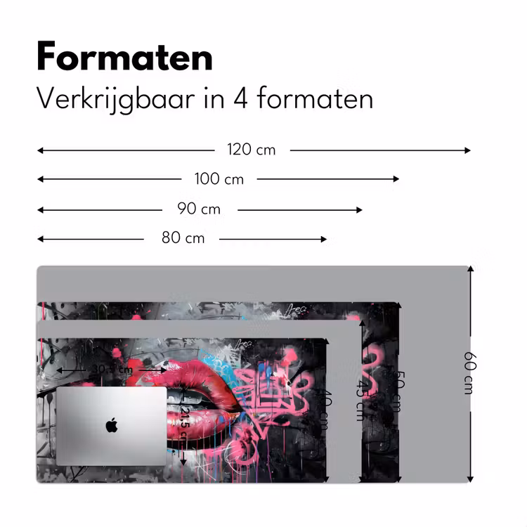 Bureau onderlegger - Lippen - Felroze - Graffiti - Verfstrepen — 7