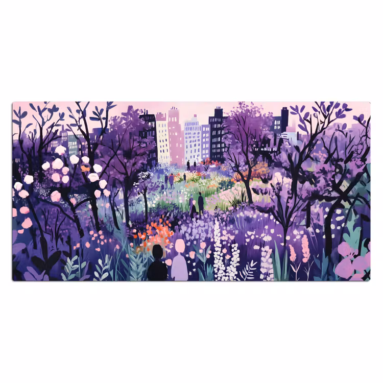 Bureau onderlegger - Park - Bomen - Bloemen - Gebouwen — 1