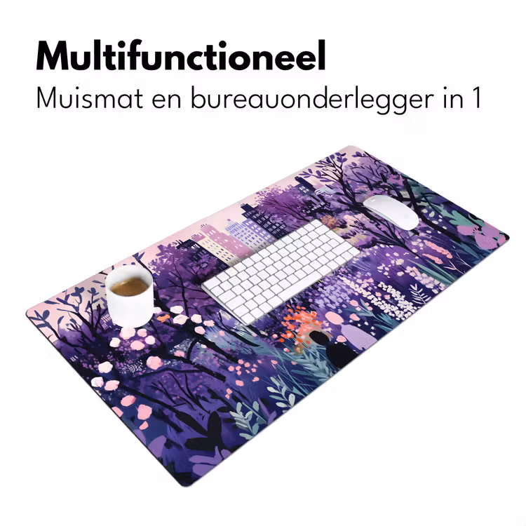 Bureau onderlegger - Park - Bomen - Bloemen - Gebouwen — 6