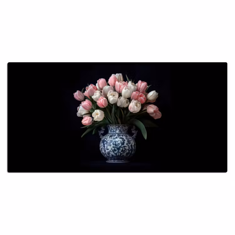 Bureau onderlegger - Bloemen - Roze - Tulpen - Vaas — 1