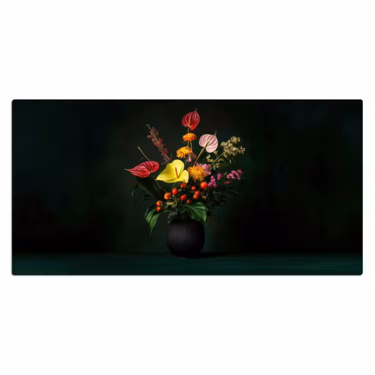 Bureau onderlegger - Bloemen - Vaas - Zwart — 1